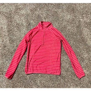 Joe Women's 1/4 Zip Pink Striped Fleece Shirt, Size Small